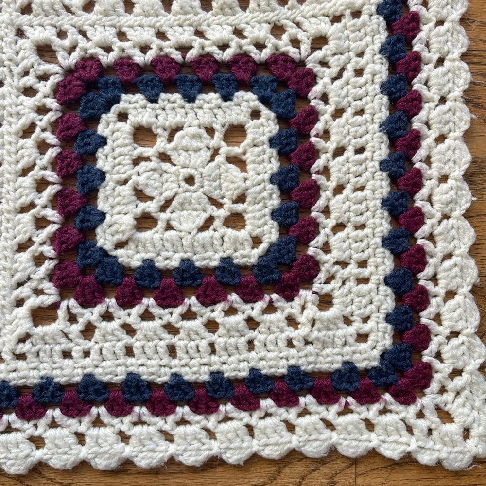 Handmade Large Granny Square Afghan Blanket 58 x 81